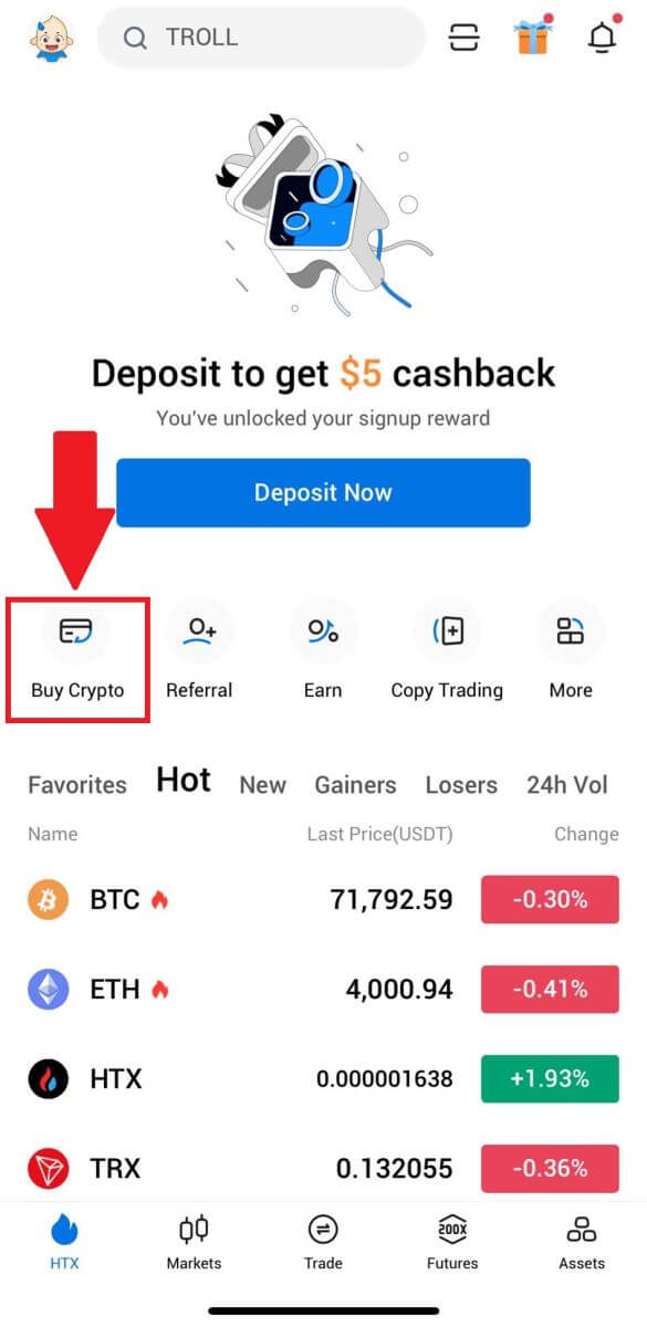 Kako kupiti Crypto na HTX-u Kako kupiti Crypto na HTX-u